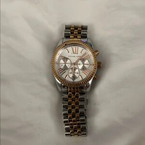 Michael Kors Silver and Gold Chronograph Watch